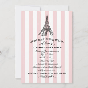 Blush Pink Paris Eiffel Tower Bridal Shower Invitation