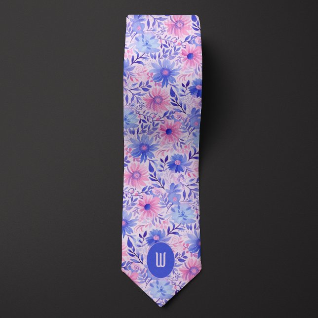 Blush Pink & Pastel Blue Watercolor Tie (Creator Uploaded)