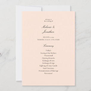 Blush Pink Pastel Wedding Ceremony Program Invitation