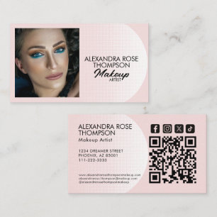 Blush Pink Pattern Makeup Artist Qr Social Icon Business Card