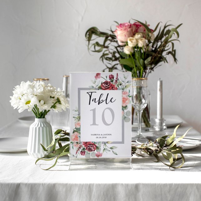 Blush Pink Peach Coral Floral Wedding Table Number (Creator Uploaded)