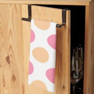 Blush Pink Peach Easter Eggs Pattern Tea Towel