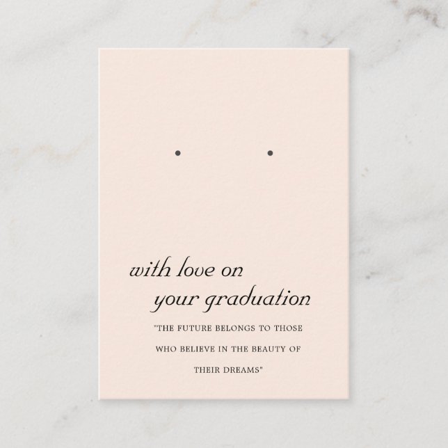 BLUSH PINK PEACH GRADUATION EARRING DISPLAY CARD (Front)
