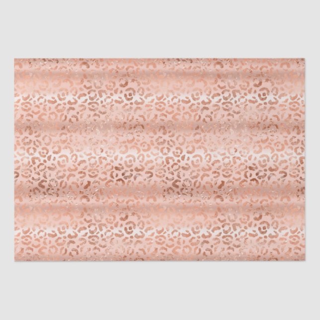 Blush Pink Peach Leopard Print Sparkle Ombre Tissue Paper (Front)