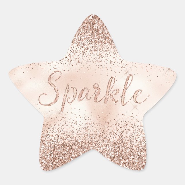 Blush Pink Peach Rose Glitter Sparkle Quote      Star Sticker (Front)