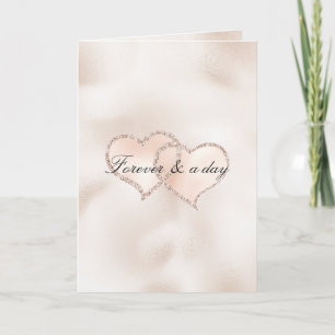 Blush Pink Peach Rose Glitz Hearts     Card
