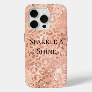 Blush Pink Peach Rose Gold Leopard  iPhone 15 Pro Case