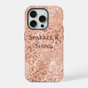 Blush Pink Peach Rose Gold Leopard iPhone 15 Pro Case