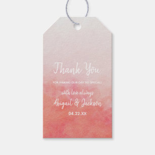 Blush Pink & Peach Watercolor Wedding Thank You Gift Tags