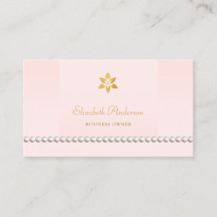Blush Pink Pearl Border Design Business Card