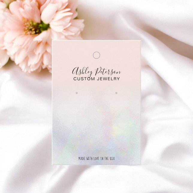 Blush pink pearl nacre jewellery earring display business card (Blush pink pearl nacre jewelry earring display business card)