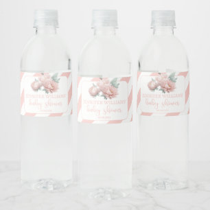 Blush pink peonie baby girl shower bottle labels