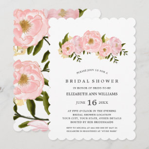 Blush Pink Peonies Bridal Shower Invitation