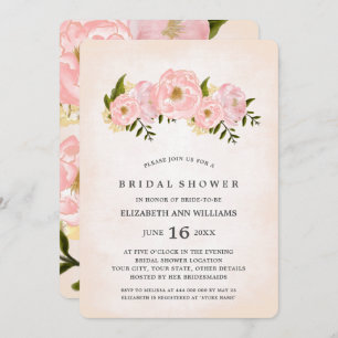 Blush Pink Peonies Bridal Shower Invitation