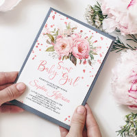 Blush Pink Peonies Flowers Sweet Baby Girl Shower