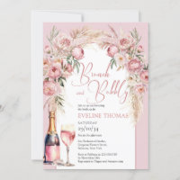 Blush pink peonies pampas boho brunch and bubbly