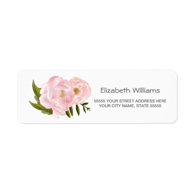 Blush Pink Peonies Return Address Labels (Front)