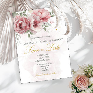 Blush Pink Peonies Save the Date Wedding  Invitation
