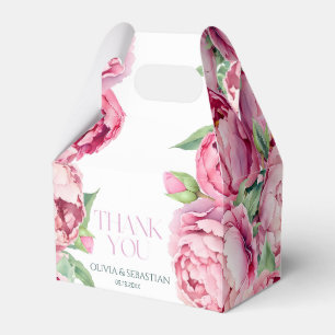 Blush Pink Peonies Watercolor Wedding Favour Box