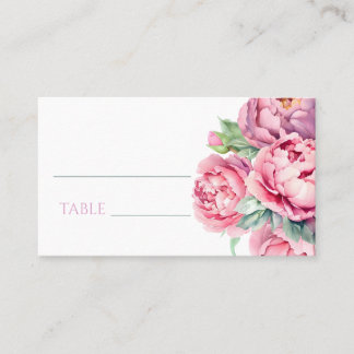 Blush Pink Peonies Watercolor Wedding  Place Card