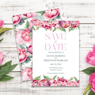 Blush Pink Peonies Watercolor Wedding Save The Date