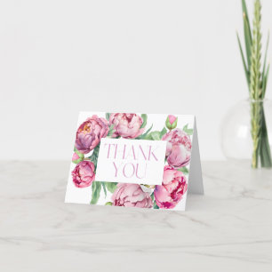 Blush Pink Peonies Watercolor Wedding Thank You Card