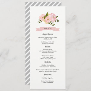 Blush Pink Peonies Wedding Menu Cards