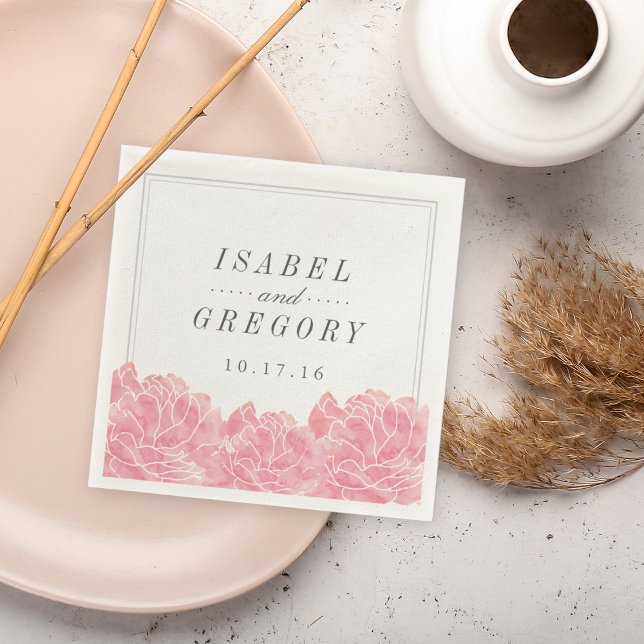 Blush Pink Peonies Wedding Napkin (Creator Uploaded)