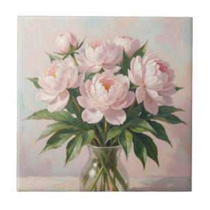 Blush Pink Peony Bouquet Romantic Floral  Tile