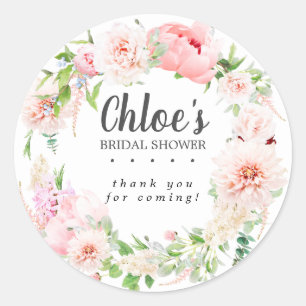 Blush Pink Peony Bridal Shower Favour Sticker