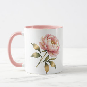 Blush Pink Peony   Elegant Watercolor Mug