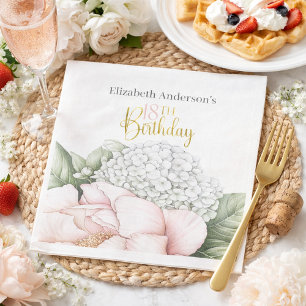 Blush Pink Peony Floral 18th Birthday Napkin