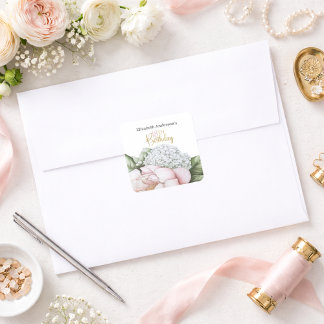 Blush Pink Peony Floral 18th Birthday  Square Sticker