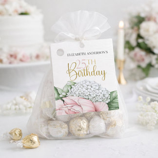 Blush Pink Peony Floral 25th Birthday  Favour Tags