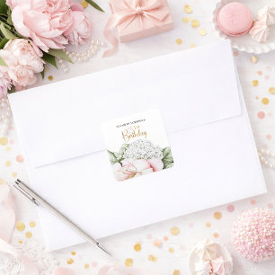 Blush Pink Peony Floral 25th Birthday  Square Sticker