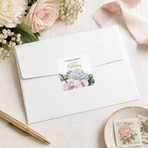 Blush Pink Peony Floral 30th Birthday  Square Sticker