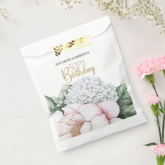 Blush Pink Peony Floral 50th Birthday  Favour Bags