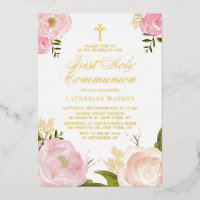 Blush Pink Peony Floral First Holy Communion