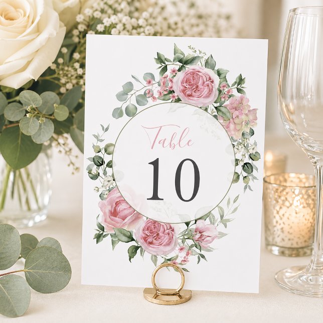 Blush Pink Peony Floral Frame Wedding  Table Number (Blush Pink Peony Floral Frame Wedding Table Number)