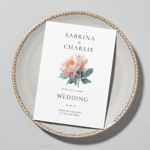 Blush Pink Peony Flower Elegant Botanical Wedding Invitation