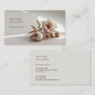 Blush Pink Peony Flower Photo Business Card