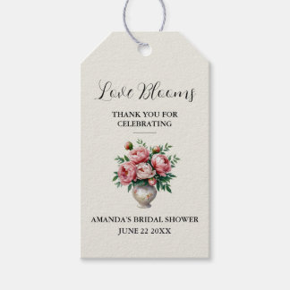Blush Pink Peony Love Blooms Wedding Favour Gift Tags