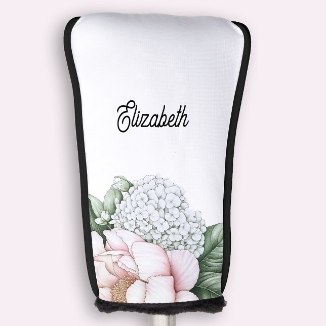 Blush Pink Peony Personalised Golf Head Cover (Creator Uploaded)