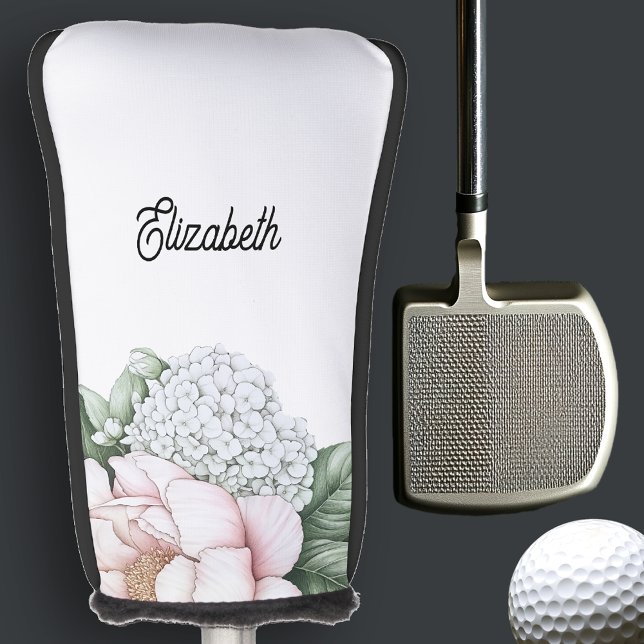 Blush Pink Peony Personalized Golf Head Cover (Creator Uploaded)