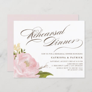 Blush Pink Peony Rehearsal Dinner Invitation