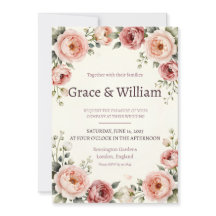 Blush Pink Peony Roses Personalized Romantic Weddi