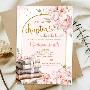 Blush Pink Peony Storybook Theme Baby Shower Invitation