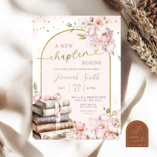 Blush Pink Peony Storybook Theme Bridal Shower Invitation