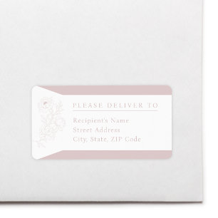 Blush Pink Peony Wedding Return Address Label