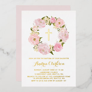 Blush Pink Peony Wreath Floral Baby Girl Baptism